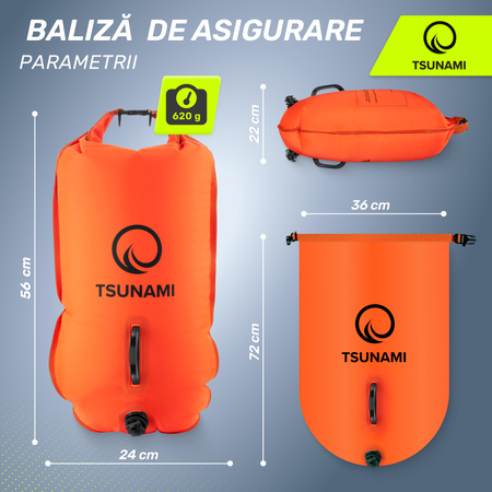 Geamandură de înot, gonflabilă + buzunar uscat 2 în 1 TSUNAMI