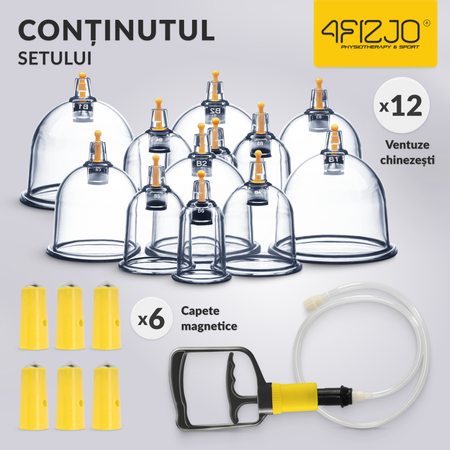 Ventuze chinezești cu vacuum, set 12 bucăți