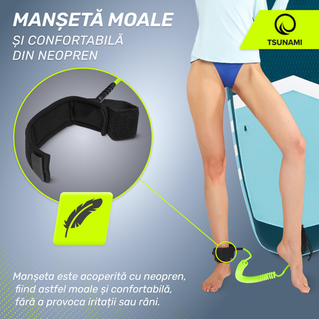 Cablu de siguranță pentru placa SUP TSUNAMI verde