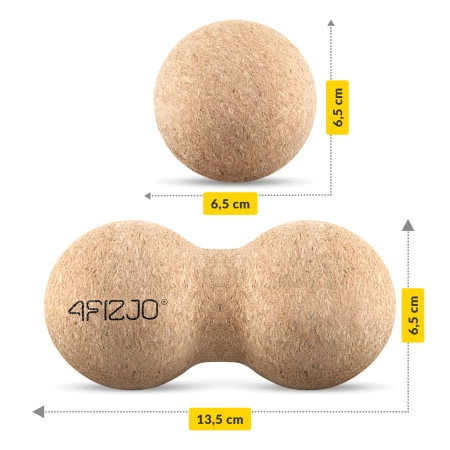 Minge dublă de masaj din plută 6,5 cm