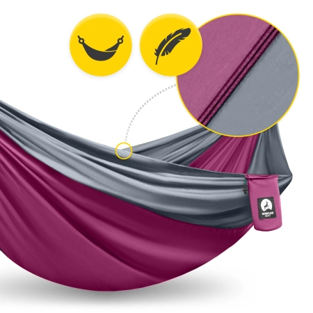 Hamac de călătorie pentru două persoane Mountain Goat gri-roz