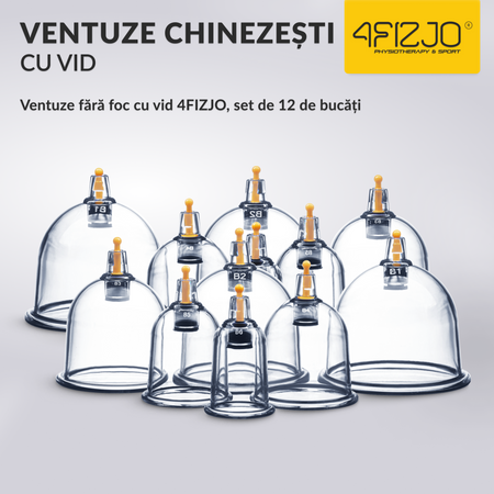 Ventuze chinezești cu vacuum, set 12 bucăți