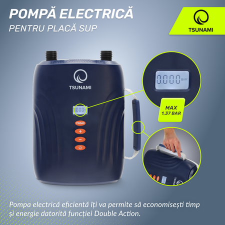 Pompă electrică pentru placa SUP TSUNAMI cu acumulator