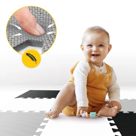 Covor puzzle educațional pentru copii 90 x 90 cm gri