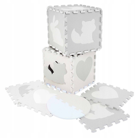 Covor puzzle educațional pentru copii 120 x 120 cm albastru