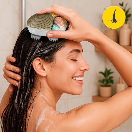 Aparat electric impermeabil multicolor pentru masajul capului