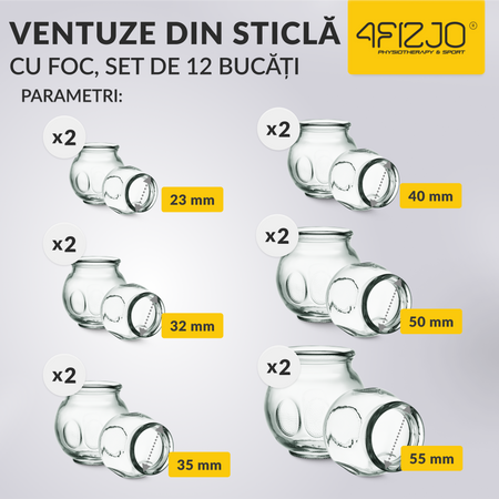 Ventuze cu foc din sticlă 12 buc.