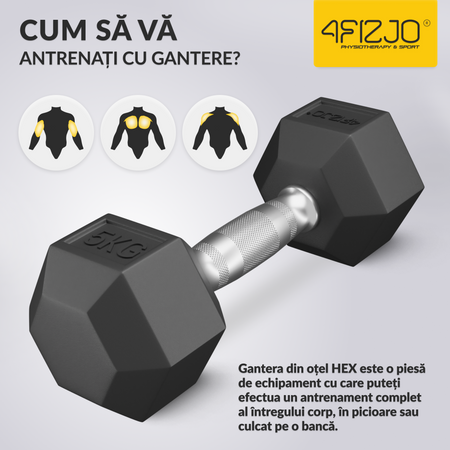 Ganteră din oțel HEX 5 kg (1 Bucată)