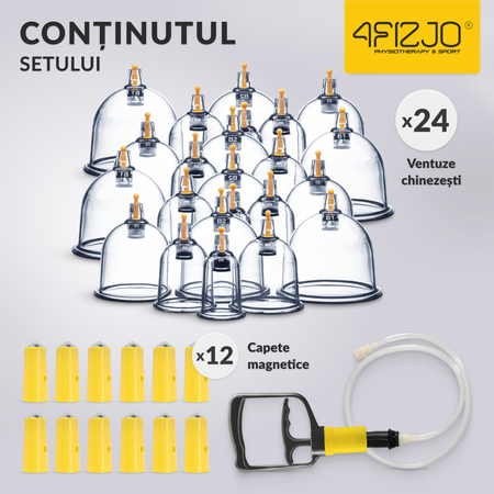 Ventuze chinezești cu vacuum, set 24 bucăți