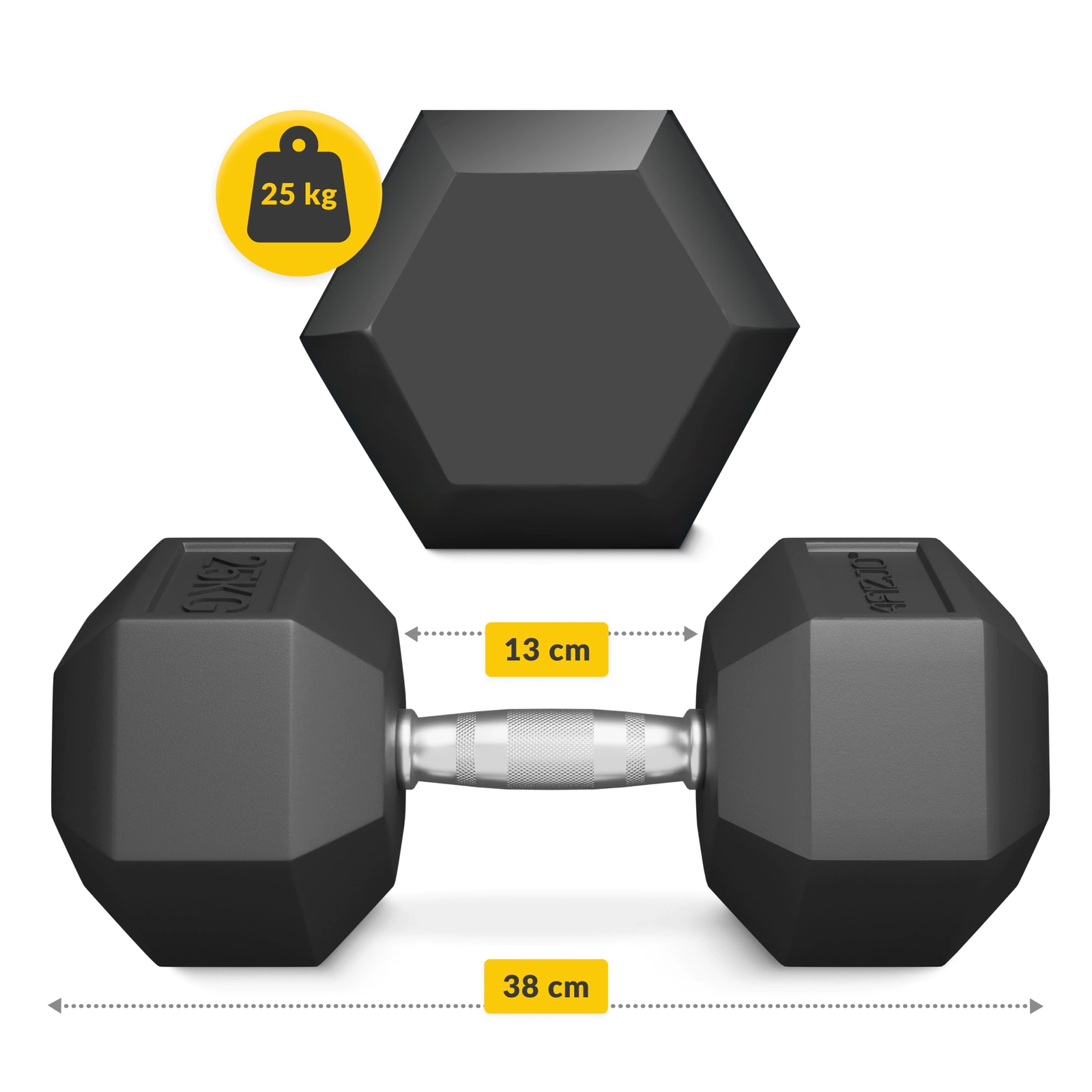 Gantere din oțel HEX de 25 kg (1 bucată)