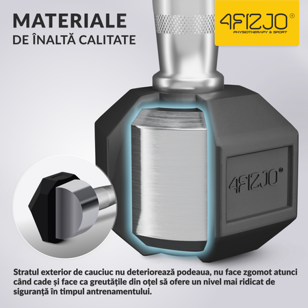 Ganteră din oțel HEX de 27,5 kg (1 Bucată)