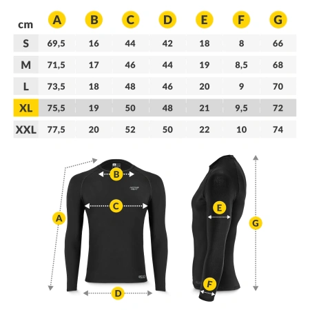 Lenjerie termică unisex – set negru compus dintr-un tricou și pantaloni, mărimea XL