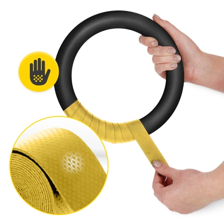 Inele de gimnastică pentru tracțiuni cu ABS, negru și galben