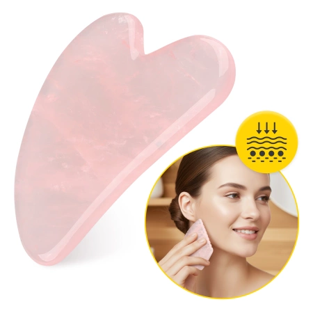Piatra Gua Sha canelată din cuarț roz natural