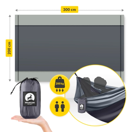 Hamac de călătorie pentru două persoane Mountain Goat gri-grafit