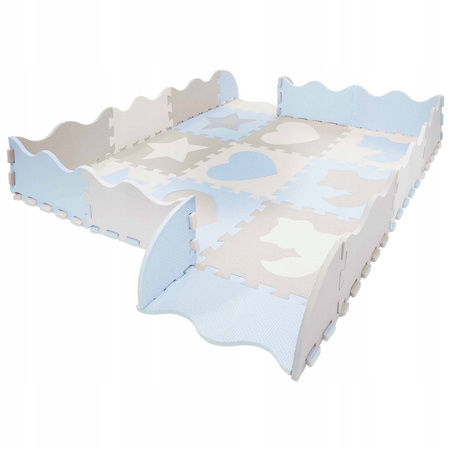 Covor puzzle educațional pentru copii 120 x 120 cm albastru