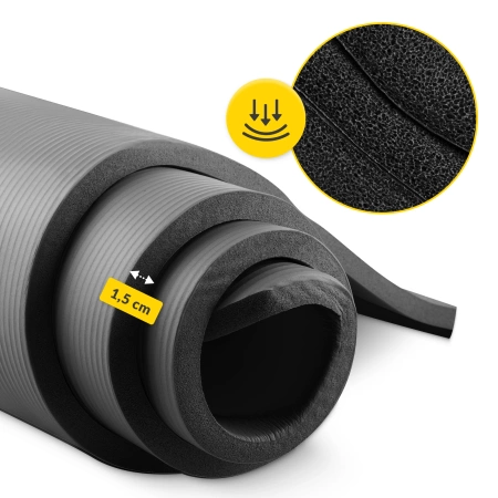 Saltea pentru fitness și yoga NBR 190 × 100 × 1,5 cm, neagră