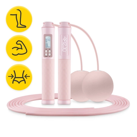 Coardă de sărit cu contor și bile roz