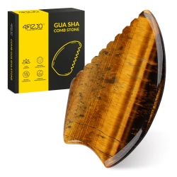 Piatra Gua Sha canelată din cuarț natural Tiger Eye