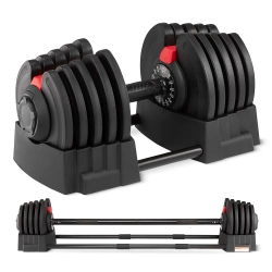 Halteră reglabilă și bară cu greutăți 2 în1 PREMIUM 2,5 - 40 kg