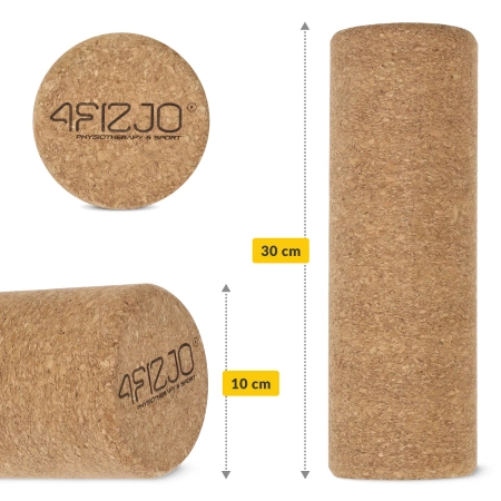 Rolă netedă de masaj din plută 30 cm