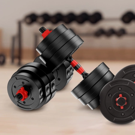 Set de gantere reglabile din bitum 20 kg + Barbell