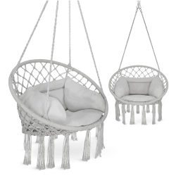 Leagăn de grădină BOHO cu pernă Gri