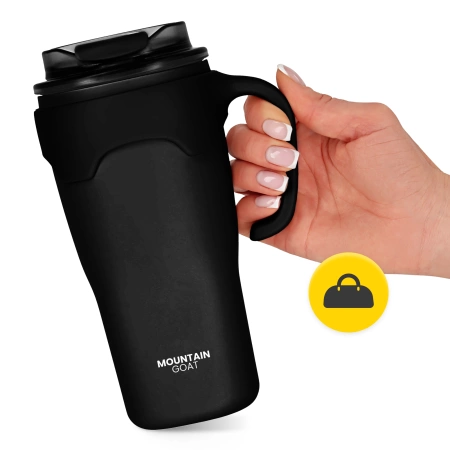 Cană termică cu pai 650 ml negru