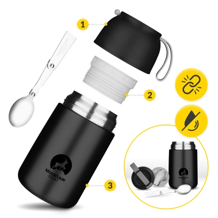 Termos pentru prânz din oțel inoxidabil 720 ml negru