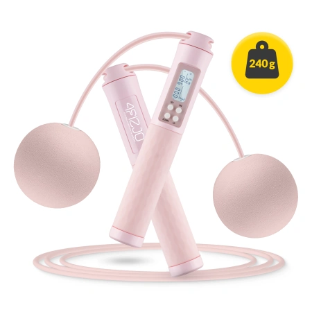 Coardă de sărit cu contor și bile roz