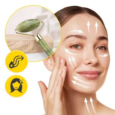Roller facial natural din jad verde