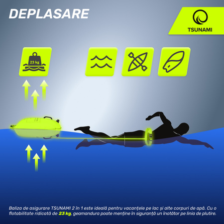 Geamandură de înot, gonflabilă + buzunar uscat 2 în 1 TSUNAMI