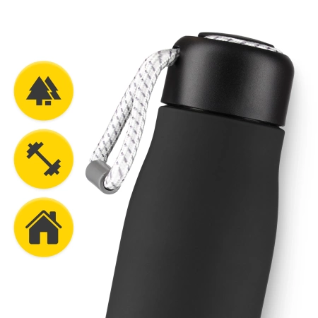 Sticlă termică de 540 ml cu curea negru