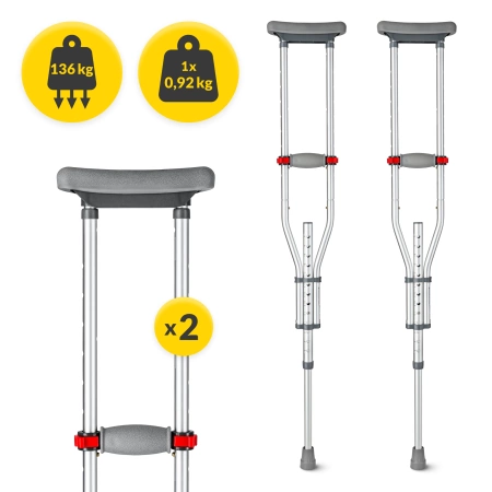Crutele ortopedice axillari con regolazione dell'altezza