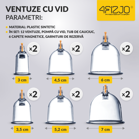 Ventuze chinezești cu vacuum, set 12 bucăți