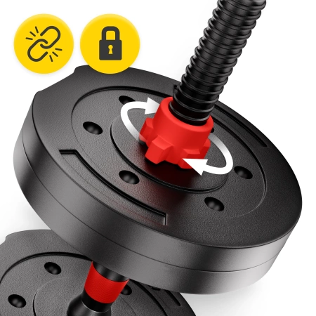 Set de gantere reglabile din bitum 20 kg + Barbell