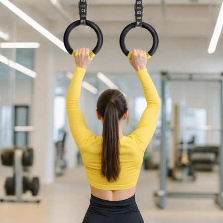 Inele de gimnastică pentru tracțiuni cu ABS, negru și galben