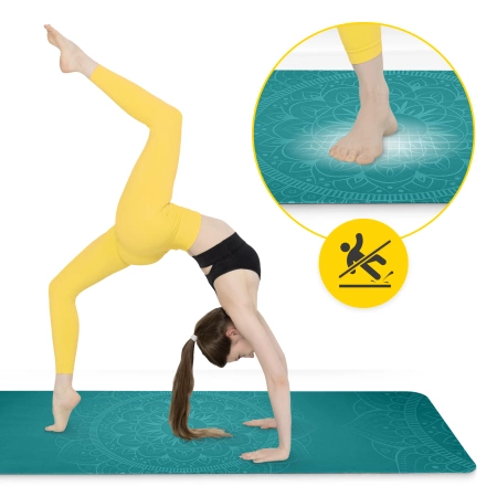 Covor de yoga și exerciții din piele de căprioară 1,5 mm verde