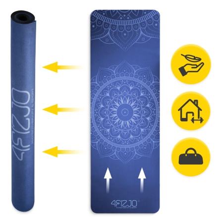 Covor de yoga și exerciții din piele de căprioară, 1,5 mm, albastru