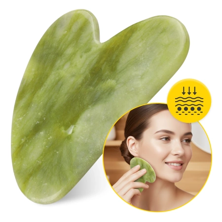 Piatra clasică Gua Sha din jad verde natural