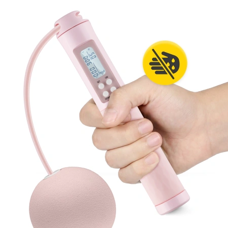 Coardă de sărit cu contor și bile roz