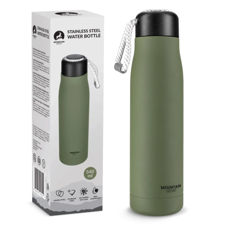 Sticlă termică de 540 ml cu curea verde