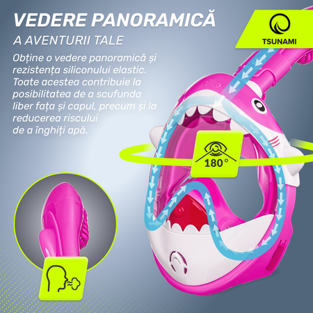 Mască de scufundare pentru copii TSUNAMI SHARK roz