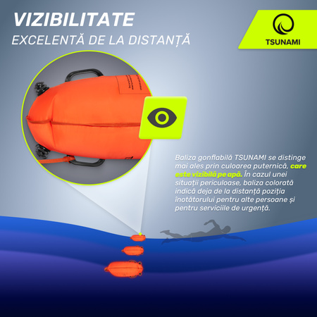 Geamandură de înot, gonflabilă + buzunar uscat 2 în 1 TSUNAMI