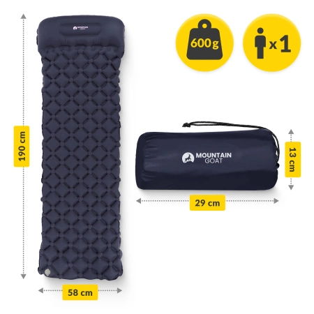 Saltea turistică gonflabilă pentru o persoană MOUNTAIN GOAT