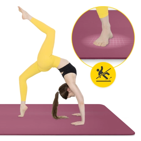 Saltea pentru fitness și yoga NBR 190 × 100 × 1,5 cm, bordó