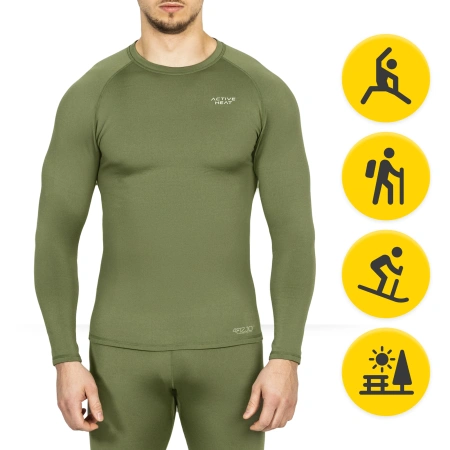 Tricou termic unisex cu mâneci lungi – verde, mărime XXL