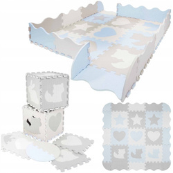 Covor puzzle educațional pentru copii 120 x 120 cm albastru