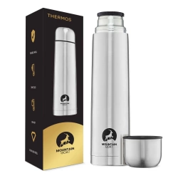 Termos de călătorie pentru cafea și ceai 1 litru argintiu