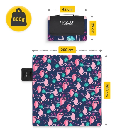 Pătură de picnic pentru plajă cu izolație 200 x 200 cm flamingi